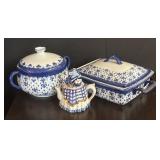 LR - Blue & White Ceramic Dishes with Trinket Box