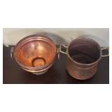 LR - Vintage Hammered Copper Canisters with Lids, Compote & Small Pot