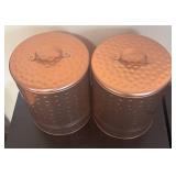 LR - Vintage Hammered Copper Canisters with Lids, Compote & Small Pot