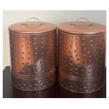 LR - Vintage Hammered Copper Canisters with Lids, Compote & Small Pot