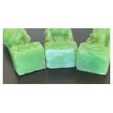 K - Three Chinese Green Resin Fu Lu Shou Gods Figurines