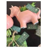 LR - Faux Foliage: Pink Pig Planters & Green Bird Planter with Succulents by Fresh Picked