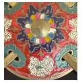 K - Brass Sword Decor Round Plaque with Cloisonné Enamel