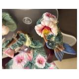 LR - Popular Imports Hummingbird Plate with Coordinating Flower Figurines