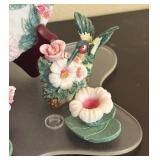 LR - Popular Imports Hummingbird Plate with Coordinating Flower Figurines