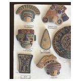 LR - Aztec Teotihuacan Artifact Replicas including Medallion & Assorted Figurines