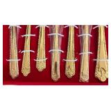 LR - Classy Golden Flatware Set - Service for Six with 3 Serving Utensils