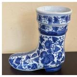 LR - Blue & White Boot Vases and Jar