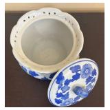 LR - Blue & White Boot Vases and Jar