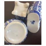 LR - Blue & White Boot Vases and Jar