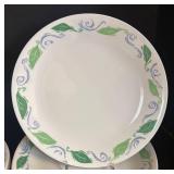 LR - Corelle by Corning Dinner Plates - Leaf & Swirl Border Pattern