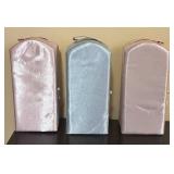 LR - Three Collectible Dolls in Pastel Lace Dresses with Display Cases