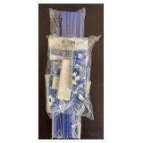 LR - Blue & White Porcelain Asian-Style Bowls with Chopsticks & Holders