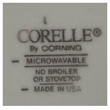 LR - Corelle Cornflower Blue Dinner Plates (8) & Casserole Dish with Glass Lid