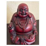 K - Laughing Buddha Figurines - 9-Piece Burgundy Red Set