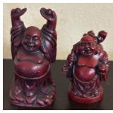 K - Laughing Buddha Figurines - 9-Piece Burgundy Red Set