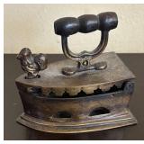 LR - Antique Style Brass Sad Irons with Ornate Floral Scrollwork