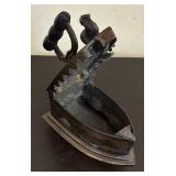 LR - Antique Style Brass Sad Irons with Ornate Floral Scrollwork