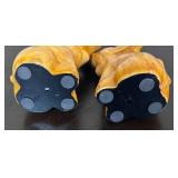 K - Pair of Hand-Carved Wooden Heart Motif Elephant Sculptures