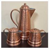 LR - Gregorian Copper Teapot Set with Pot with Sugar & Creamer