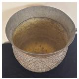 K - Vintage Brass Cauldron with Intricate Design