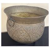 K - Vintage Brass Cauldron with Intricate Design