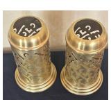 Brass Candle Holders & Ornate Vintage Brass Bowl