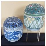 LR - Chinoiserie Floral Lidded Porcelain Potpurri Jars
