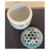 LR - Chinoiserie Floral Lidded Porcelain Potpurri Jars