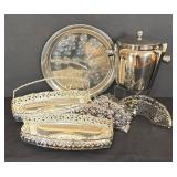 LR - Silver Plated Platter, Ice Bucket, Filigree Baskets and More