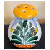 K - Mexican Hand-Painted Ceramic Tray, Salt Shaker & Shot Glasses