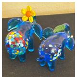 K - Pier 1 Imports Ella & Raja Glass Elephant Figurines