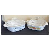 LR - CorningWare & Pyrex Glass Bakeware Lot - Floral Pattern Casseroles & Cake Pans and More