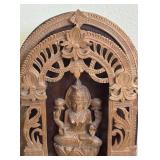 BR - Carved Wood Shrine With Deity, Vintage Trinket Box, Red Resin Figurines and More
