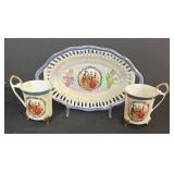 K - Yamasen Gold Collection Porcelain Japan 24K Gold Plated - Petite Dish & 2 Cups