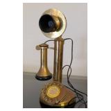 LR - GEC Made in England Brass Candlestick Telephone - 12-inch Tall - Not Functioning