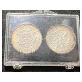 2 US 1964 KENNEDY HALF DOLLARS IN CASE