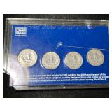 WORLD WAR II 4 COIN SILVER QUARTER SET