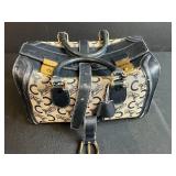 Celine Paris Monogram Canvas and Leather Satchel Handbag with Key