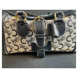 Celine Paris Monogram Canvas and Leather Satchel Handbag with Key