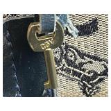 Celine Paris Monogram Canvas and Leather Satchel Handbag with Key