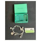 Tiffany & Co. Sterling Silver Charm Bracelet with Box and Pouch - no signature "T" at clasp