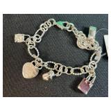 Tiffany & Co. Sterling Silver Charm Bracelet with Box and Pouch - no signature "T" at clasp