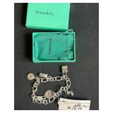 Tiffany & Co. Sterling Silver Charm Bracelet with Box and Pouch- no signature "T" at clasp