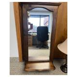 Wall Mirror with Decorative Shelf and Table Lamp