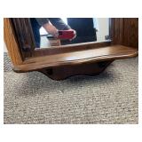 Wall Mirror with Decorative Shelf and Table Lamp