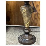 Wall Mirror with Decorative Shelf and Table Lamp