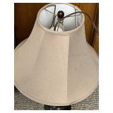 Wall Mirror with Decorative Shelf and Table Lamp