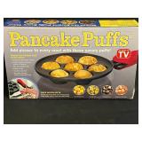 Collection of Pancake Puff Pans Including Wilton Armetale, Nordic Ware Ebelskiver, and Pancake Puffs