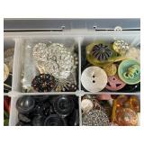 Vintage Button and Jewelry Findings Collection in Organizer Case